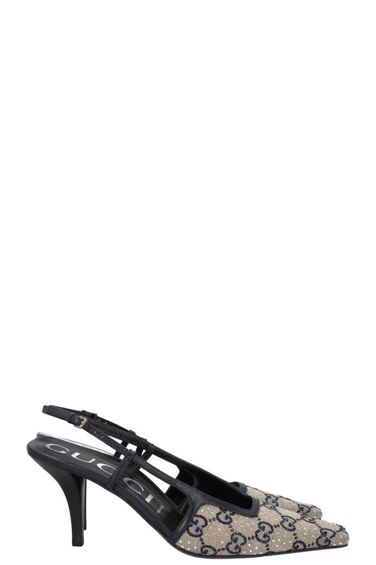 Luxury Gucci Trending 2025 Crystal GG Supreme Slingback Heels