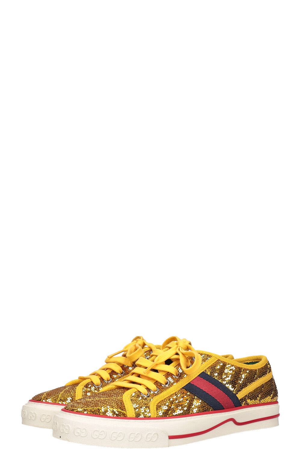 Luxury Gucci Trending 2025 Tennis 1977 Sequin Gold Sneakers