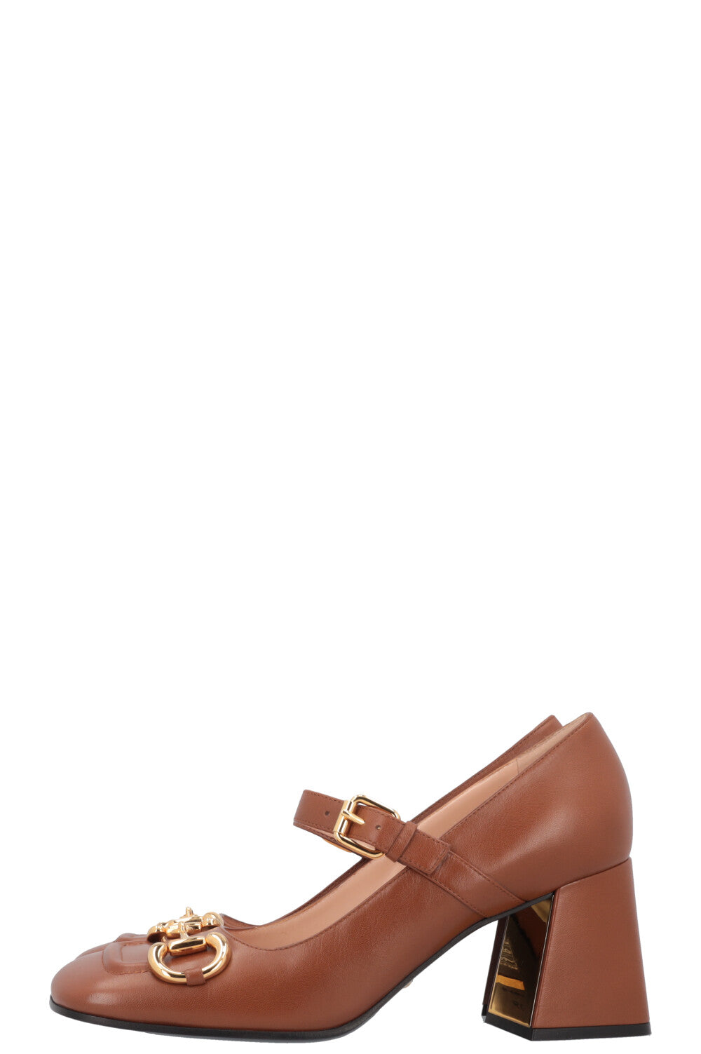 Luxury Gucci Trending 2025 Horsebit Mary Jane Pumps Cognac