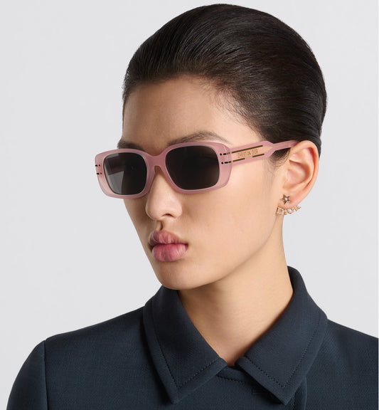 Luxury Diorsignature S12I Sea Glass Pink Rectangular Sunglasses