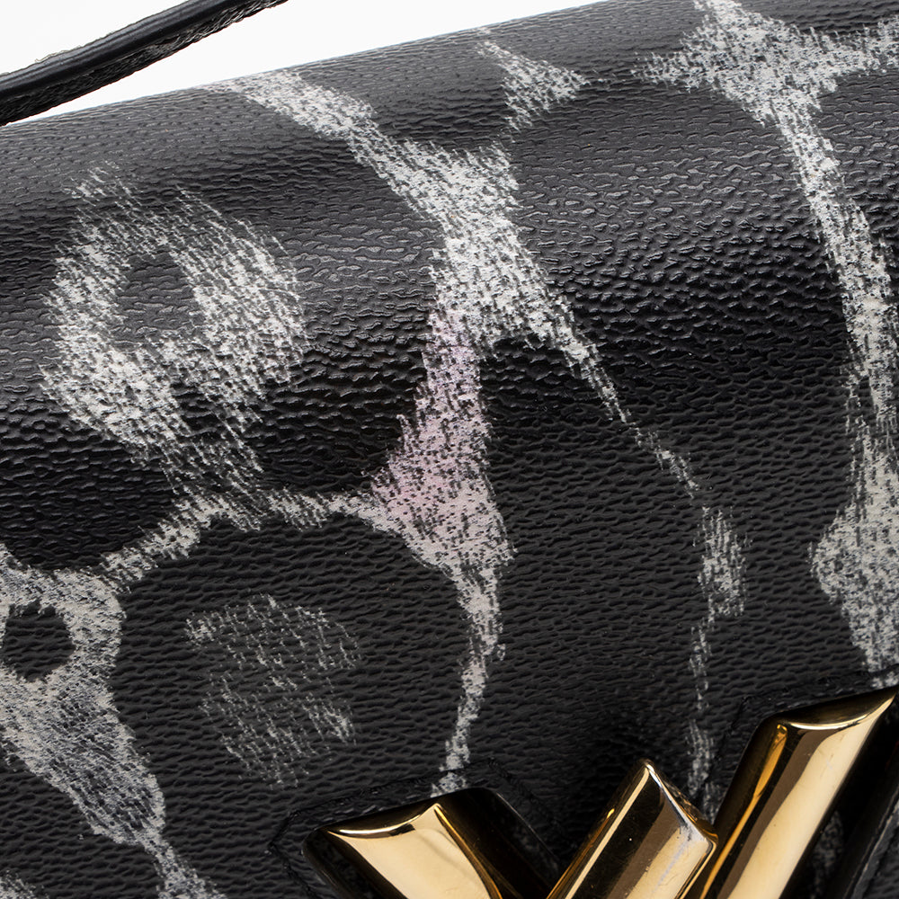 Louis Vuitton Coated Canvas Wild Animal Print Twist MM Shoulder Bag (SHF-18716)
