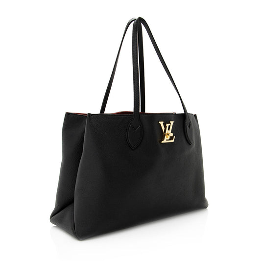 Louis Vuitton Grained Calfskin Lockme Shopper Tote - (SHF-20058)