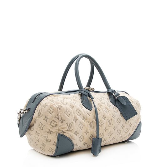 Louis Vuitton Limited Edition Blue Monogram Denim Speedy Round Bag - (SHF-19800)