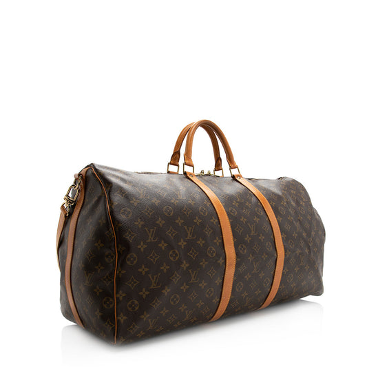Louis Vuitton Vintage Monogram Canvas Keepall Bandouliere 60 Duffel Bag - (SHF-20342)