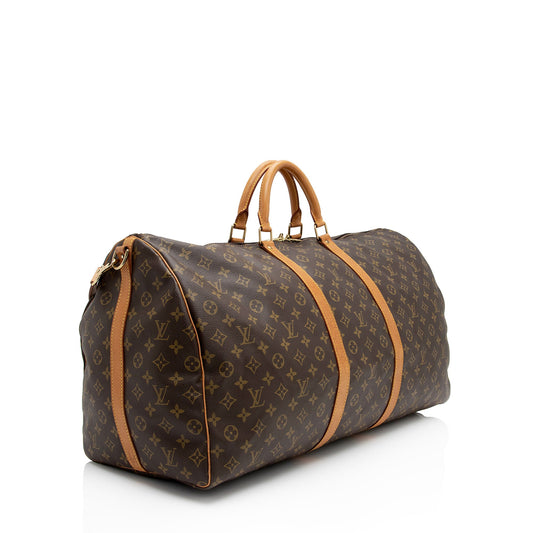 Louis Vuitton Vintage Monogram Canvas Keepall Bandouliere 60 Duffle Bag (SHF-tcsHFL)