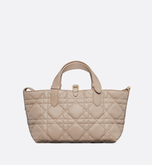 Small Luxury Dior Toujours Bag Powder Beige Macrocannage Calfskin