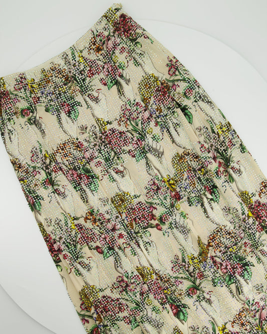 Luxury Gucci Floral Bouquet Print with Crystals Skirt IT 38 (UK 6) 2250