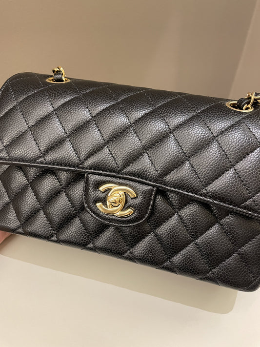 Luxury Chanel Classic Quilted Small Double Flap Black Caviar
