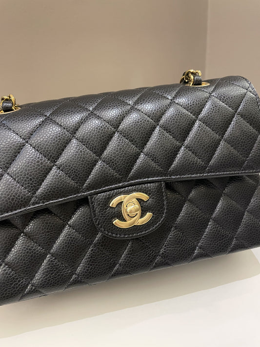 Luxury Chanel Classic Quilted Small Double Flap Black Caviar