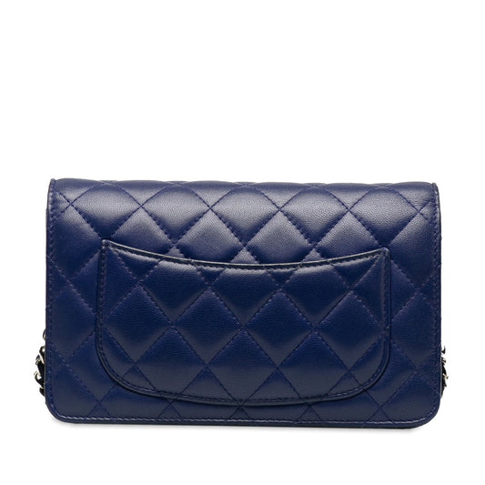 Luxury Chanel Wallet On Chain Blue Lambskin Silver
