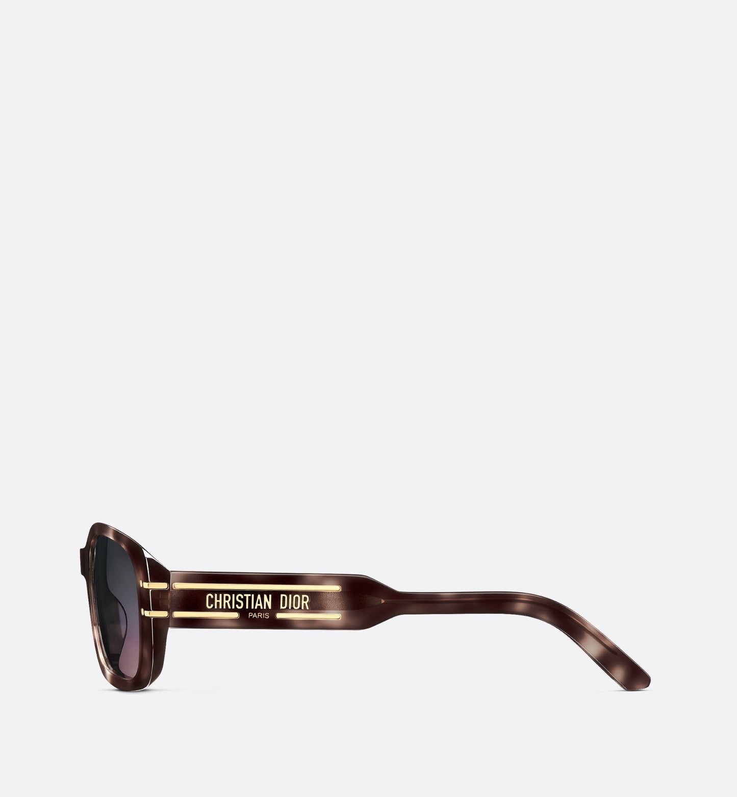 Luxury Diorsignature S12I Light Gray Tortoiseshell Effect Rectangular Sunglasses