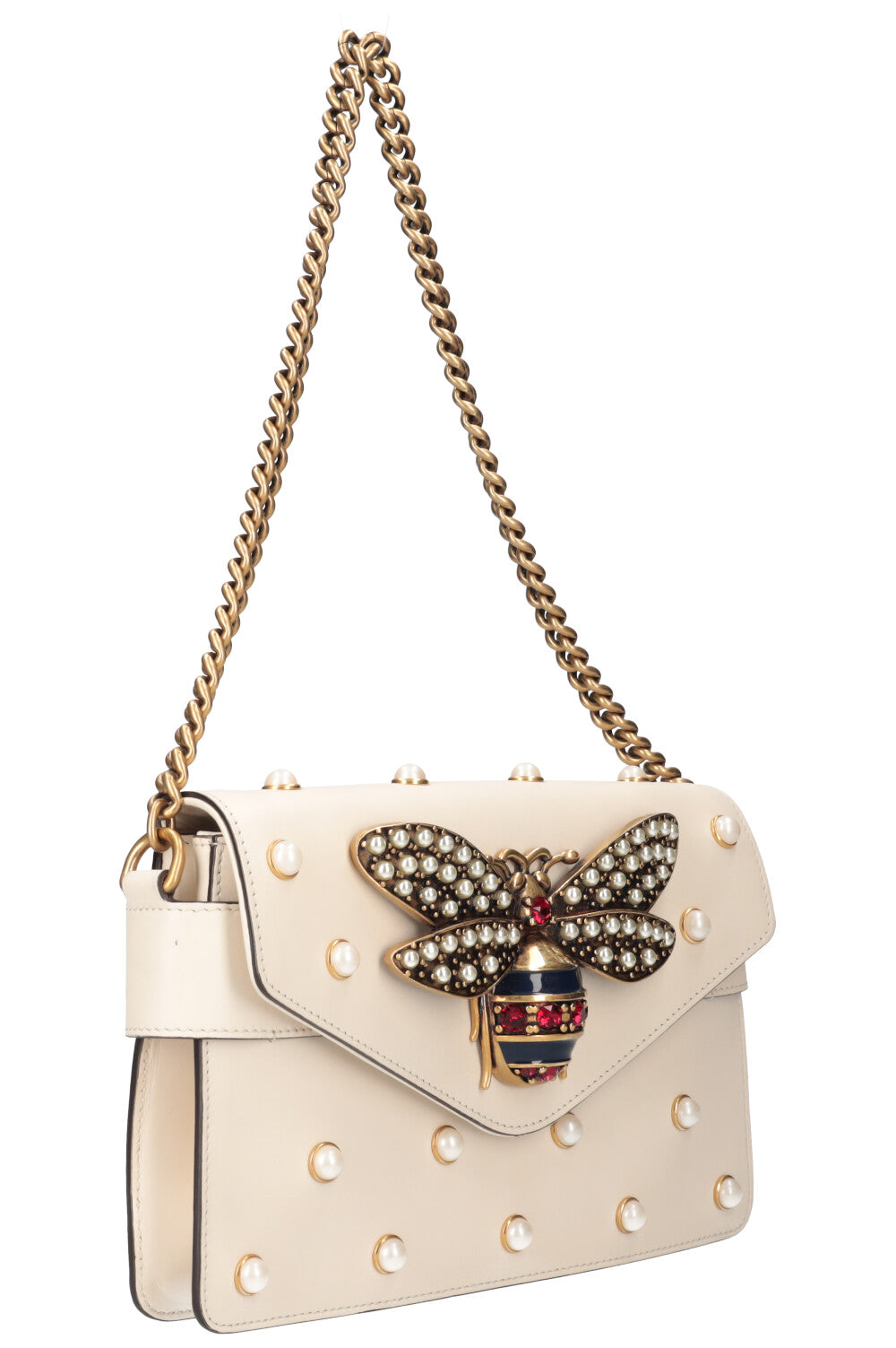 Luxury Gucci Trending 2025 Broadway Pearly Bee Bag White