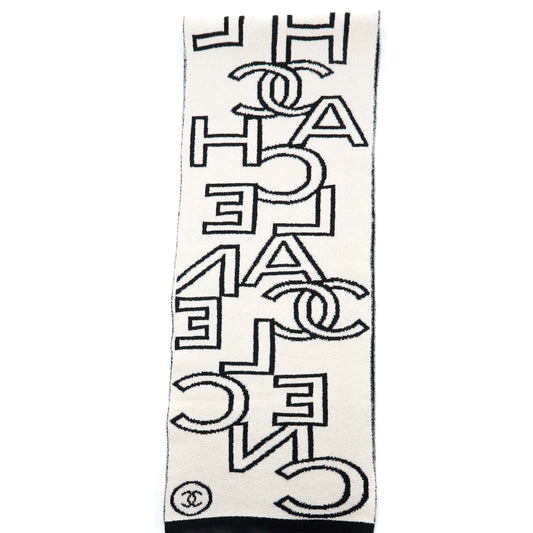 Chanel Double Side Letter/CC Scarf Wool/Cashmere Black/White