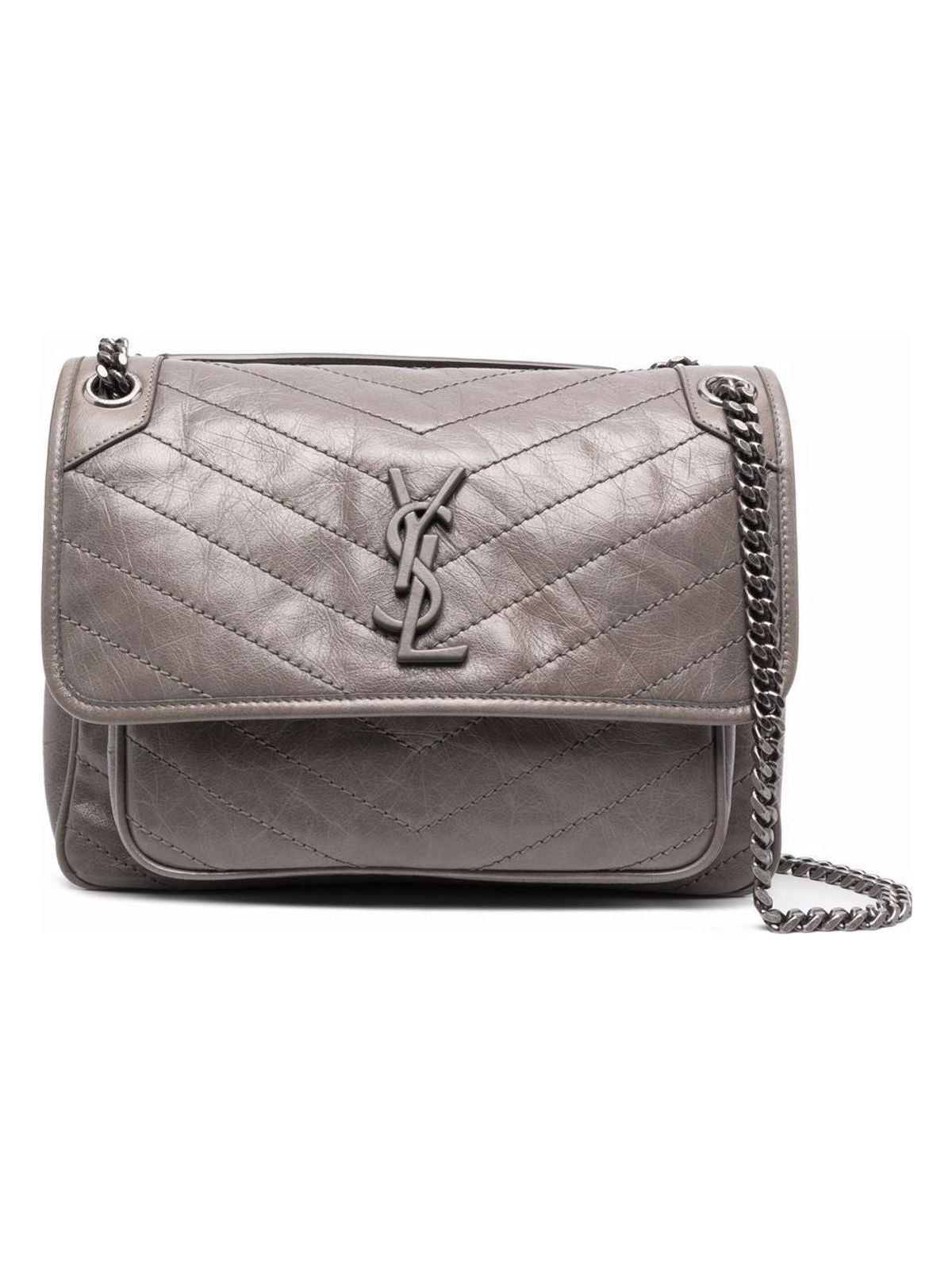 Luxury Saint Laurent Women's Ysl Bo Mng Niki M Tufo Naturel in Grey Kaki | 6331581YG041229