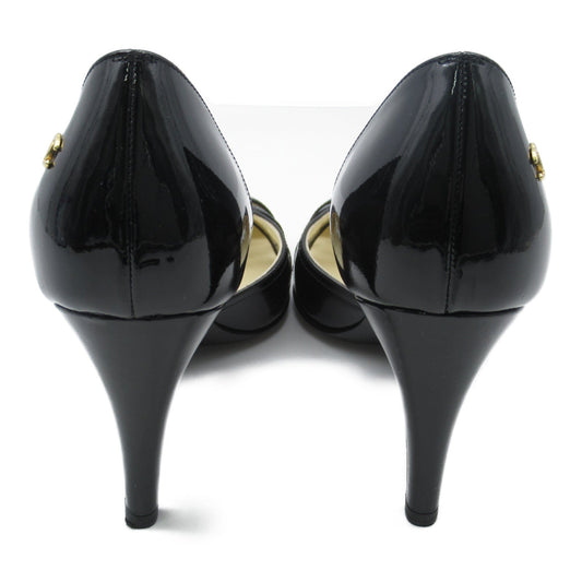 Chanel Patent Head Pump Shoes Patent Leather Black G28915