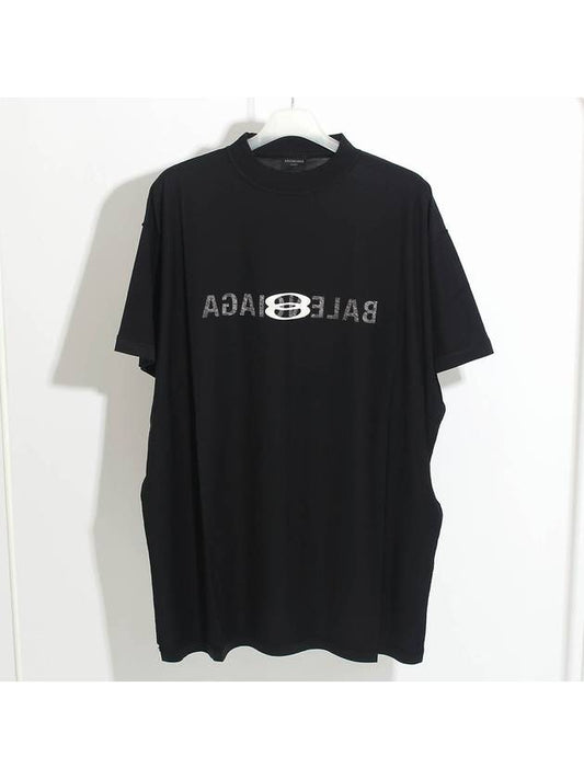 Luxury Balenciaga Logo Print Short Sleeve T-Shirt Black