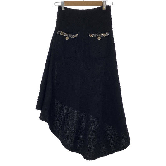 Chanel Asymmetry Shirt Semi Long Shirt Clothing Bottoms Cotton Black P70617V61941