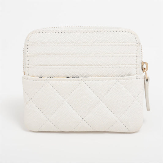 Chanel Matrasse Caviar S Coin Case White G Random