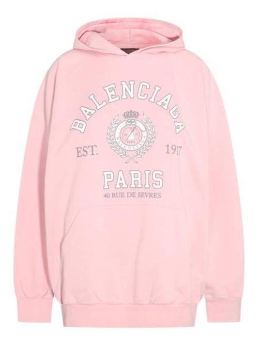 Luxury Balenciaga College Logo Hoodie Pink