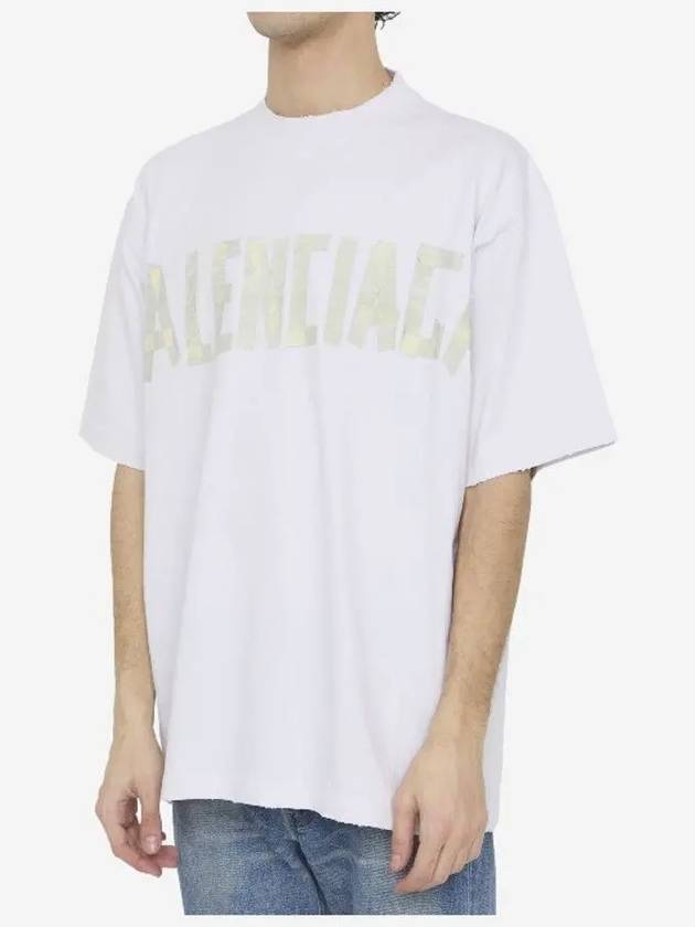 Luxury Balenciaga Tape Type Logo Medium Fit Short Sleeve T-Shirt White