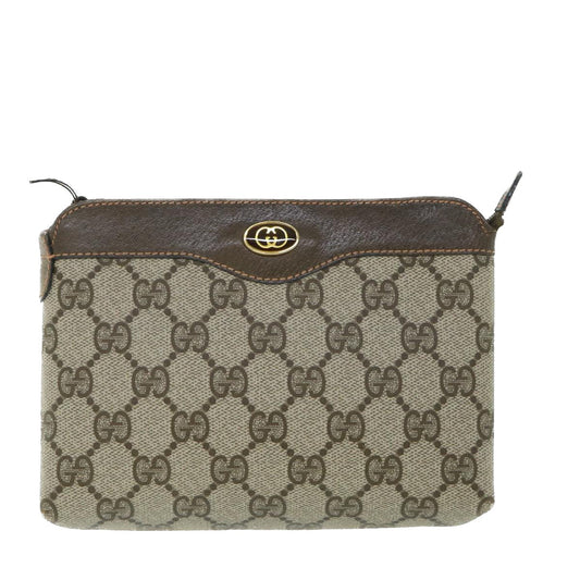 Luxury Gucci GG Canvas Pouch PVC Leather Beige 89 01 020 ac2194