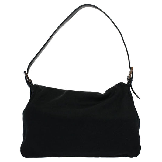 Luxury FendiMamma Baguette Shoulder Bag Nylon Blackac2413