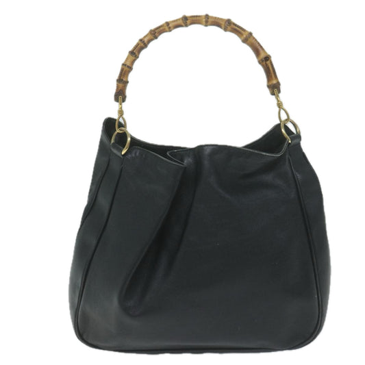 GUCCI Bamboo Shoulder Bag Leather 2way Black ac2540