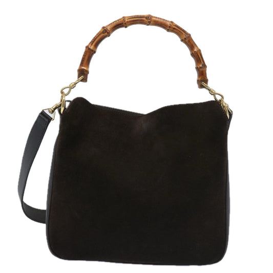 GUCCI Bamboo Shoulder Bag Suede 2way Brown 001 1705 1638 ac2611