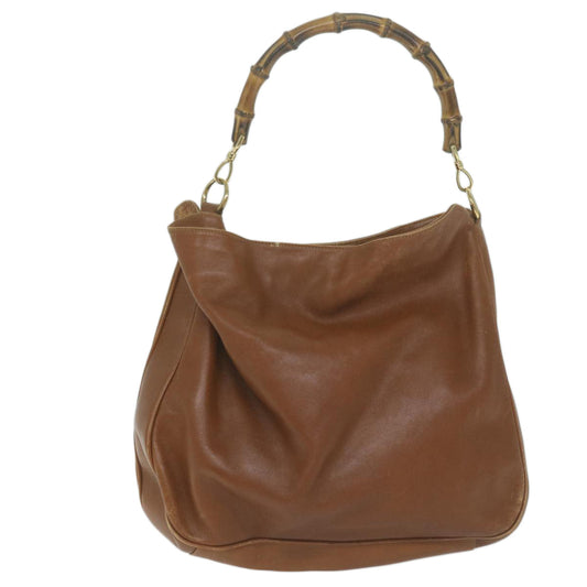 GUCCI Bamboo Shoulder Bag Leather 2way Brown 001 1781 1577 ac2629