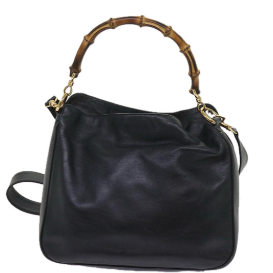 GUCCI Bamboo Shoulder Bag Leather 2way Black 001 0156 1638 ac2630