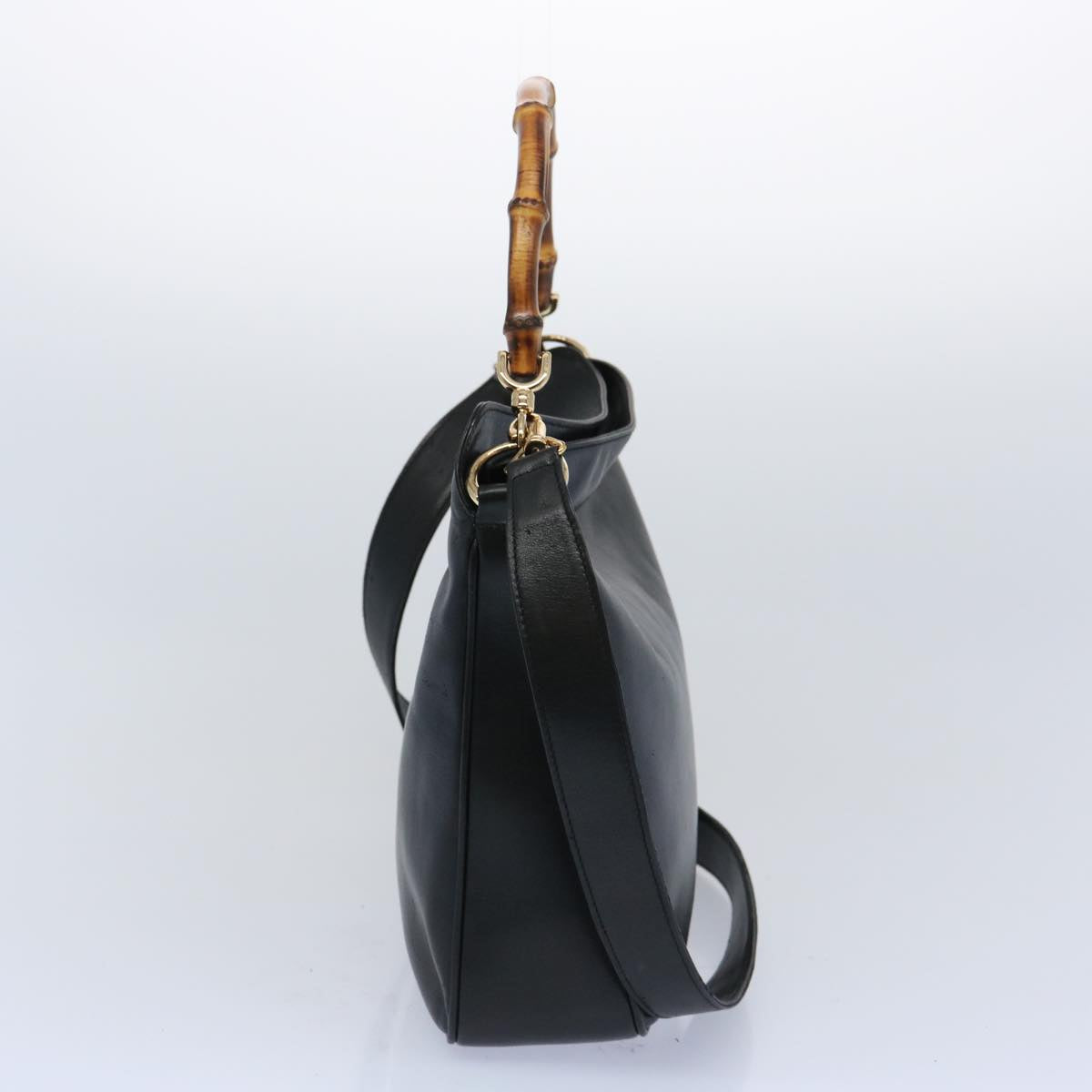 GUCCI Bamboo Shoulder Bag Leather 2way Black 001 0166 1638 ac2631