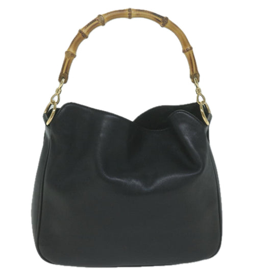 GUCCI Bamboo Shoulder Bag Leather 2way Black 001 1688 2058 ac2636