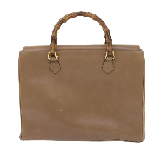 GUCCI Bamboo Hand Bag Leather 2way Beige ac2690