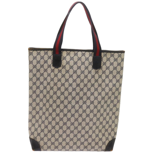 GUCCI GG Supreme Sherry Line Tote Bag PVC Leather Red Navy 010 378 ac2770