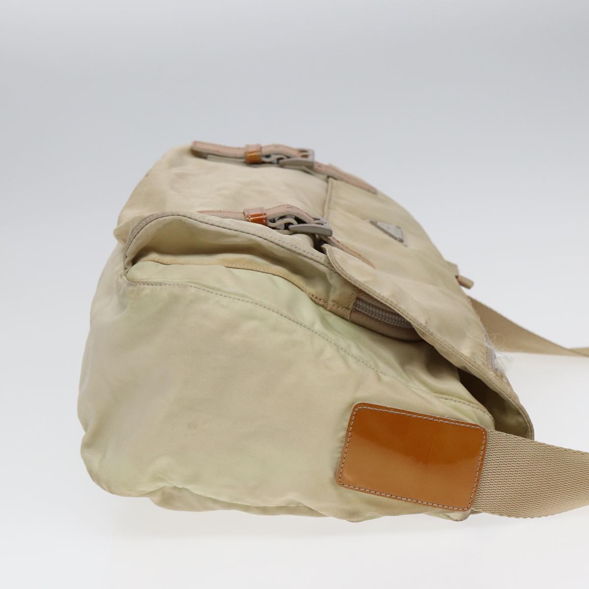 Luxury Prada Shoulder Bag Nylon Cream Silver ac3204