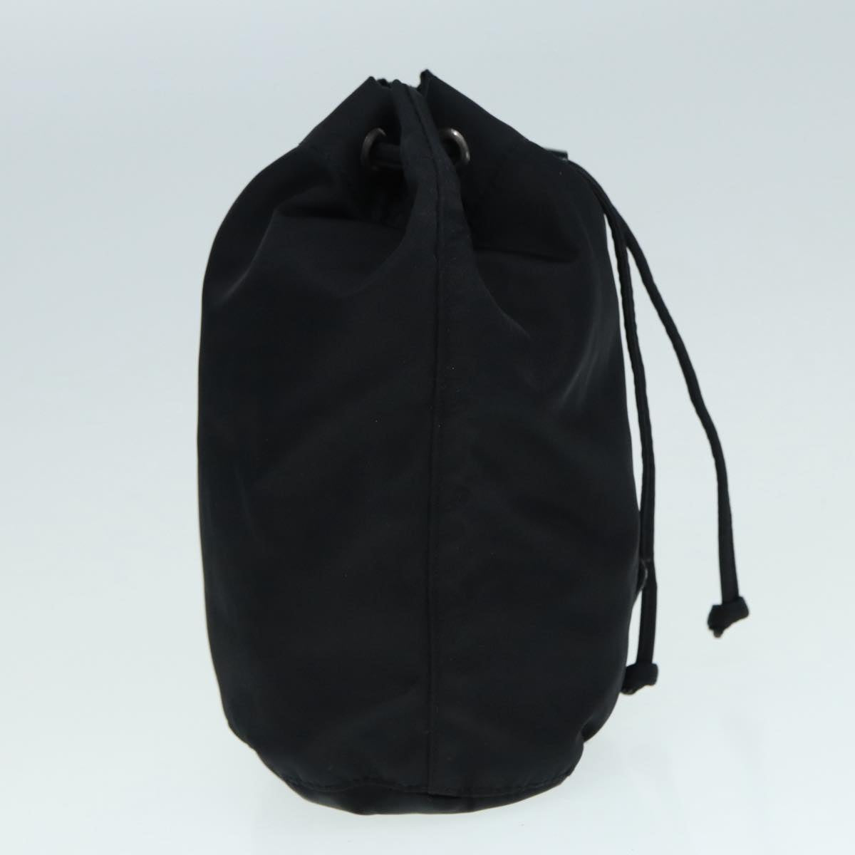 Luxury Prada Drawstring Pouch Nylon Black Silver ac3236