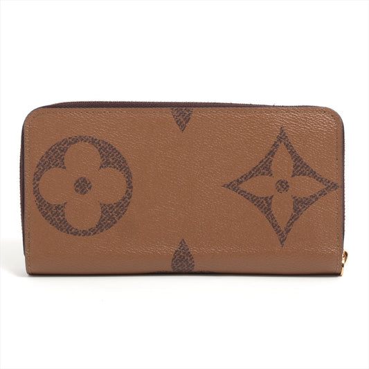 Louis Vuitton Giant Monogram Reversee Zippy Wallet M69353 Camel X Black Round Zipper Wallet