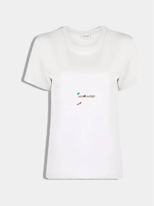 Luxury Saint Laurent Color Print Short Sleeve T-Shirt Grey