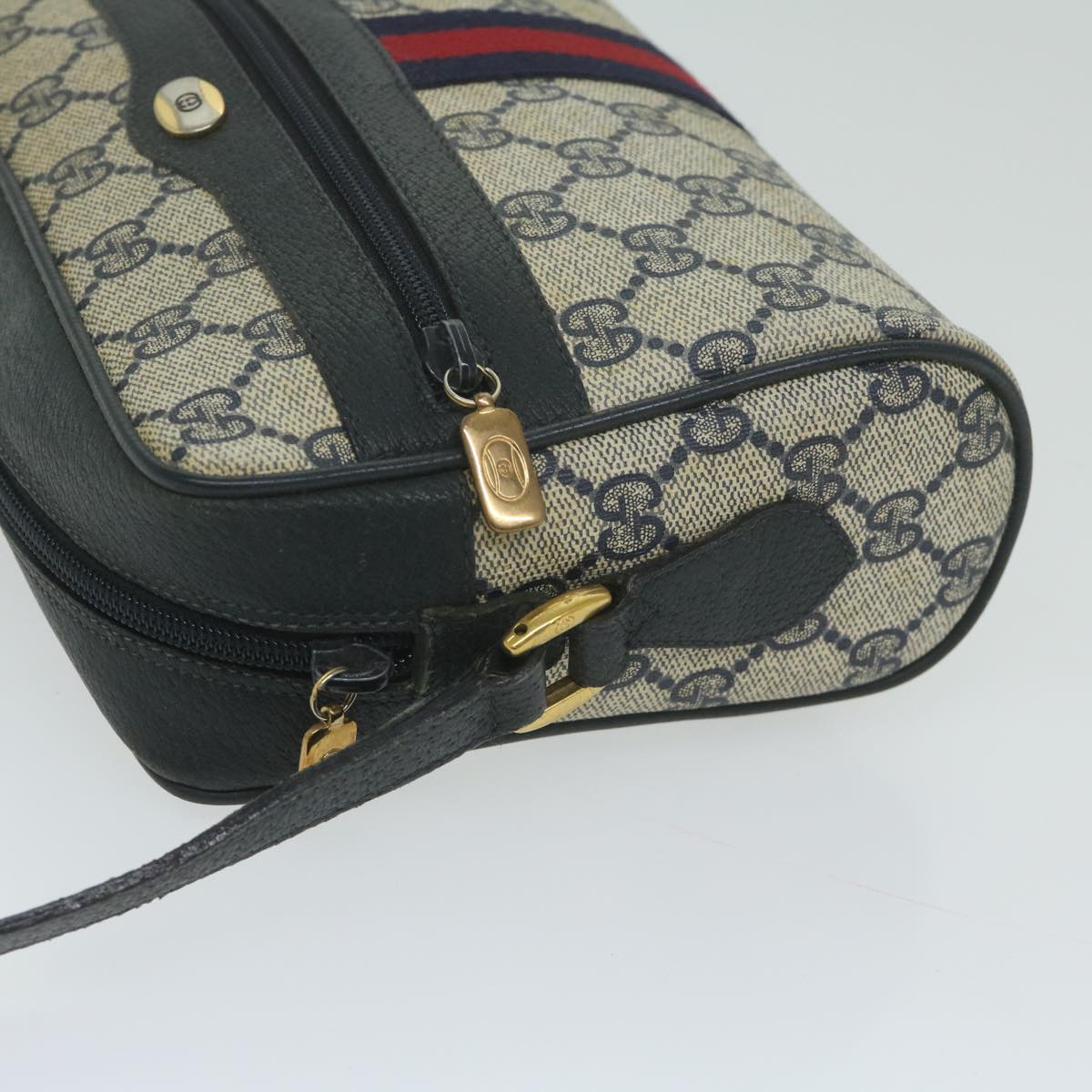 GUCCI GG Supreme Sherry Line Shoulder Bag Red Navy 98 02 004 ai695