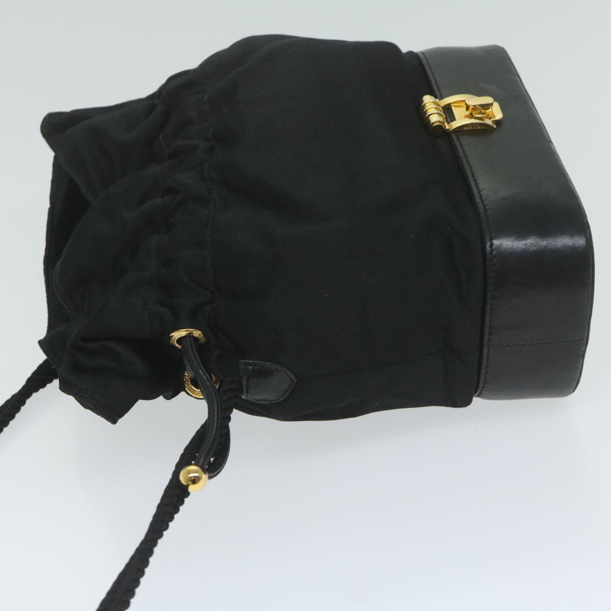 GUCCI Purse Shoulder Bag Satin Black ai721