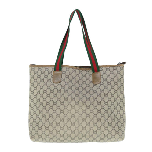 GUCCI GG Plus Supreme Web Sherry Line Tote Bag Beige Red Green ai748