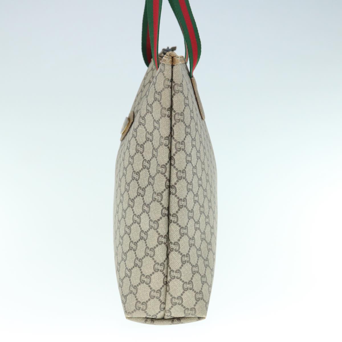 GUCCI GG Plus Supreme Web Sherry Line Tote Bag Beige Red Green ai748