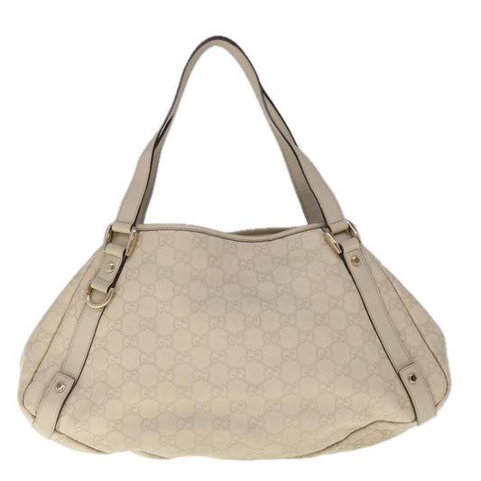 GUCCI GG Canvas Guccissima Abbey Shoulder Bag White 130736 am5688