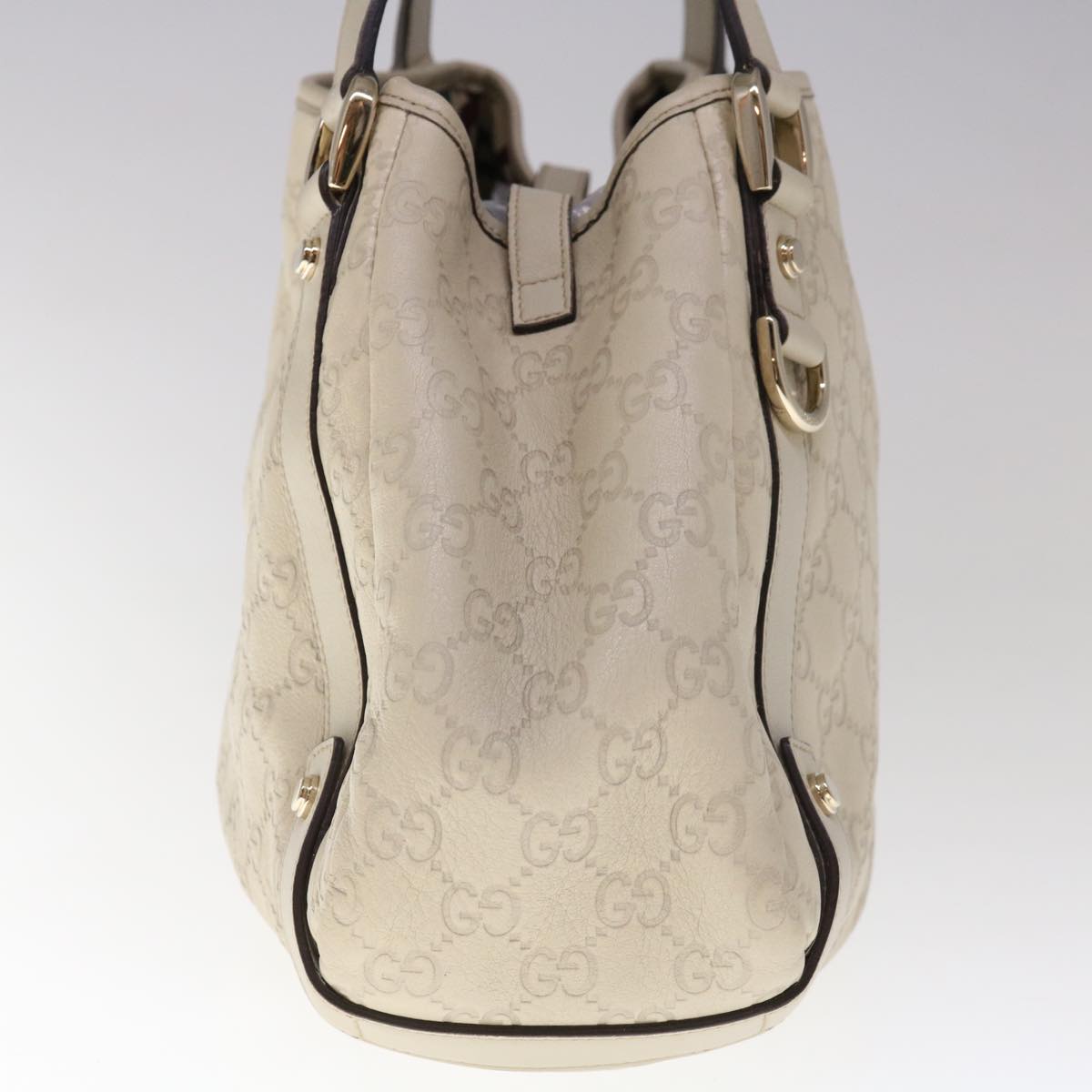 GUCCI GG Canvas Guccissima Abbey Shoulder Bag White 130736 am5688