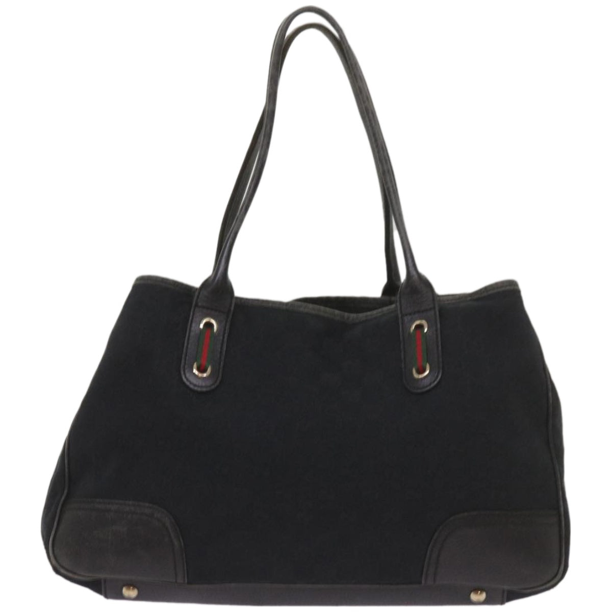 GUCCI GG Canvas Web Sherry Line Pretty Tote Bag Black Red 163805 am5889