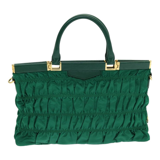 Luxury Prada Hand Bag Leather 2way Green am6712