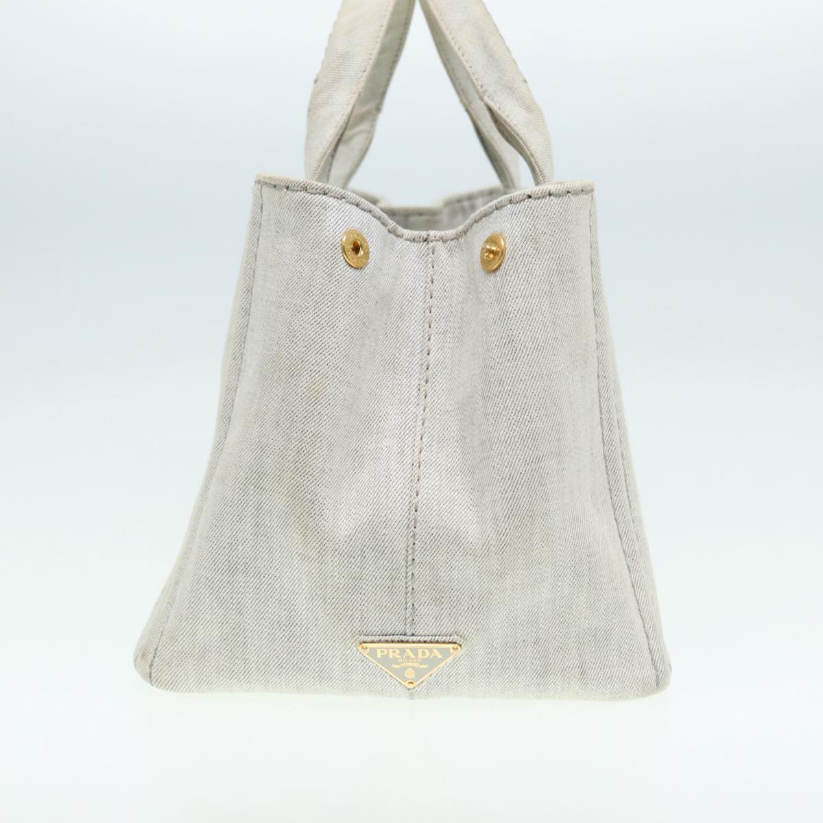 Luxury Prada Canapa MM Hand Bag Canvas 2way Gray am6726