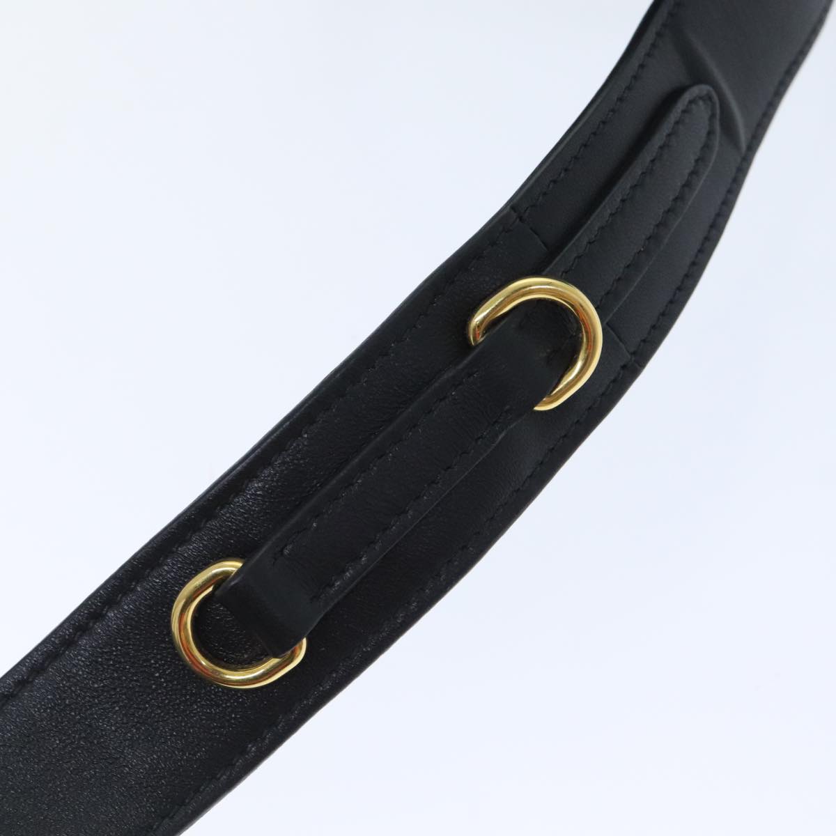 Luxury Prada Shoulder Strap Leather 37.4"" Black Gold am6897