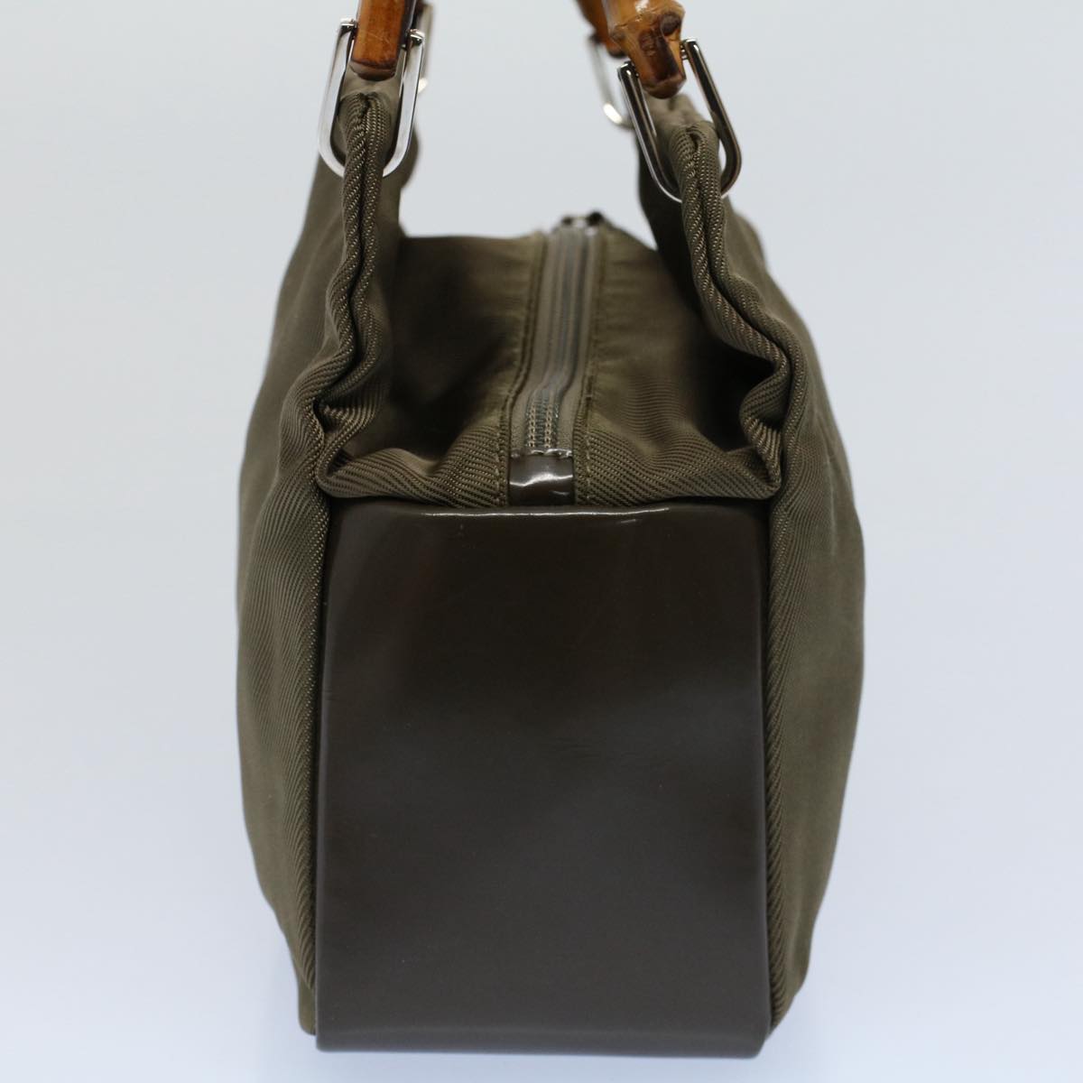 Luxury Gucci Bamboo Hand Bag Nylon Canvas Khaki 000 1014 0575 5 ar10278