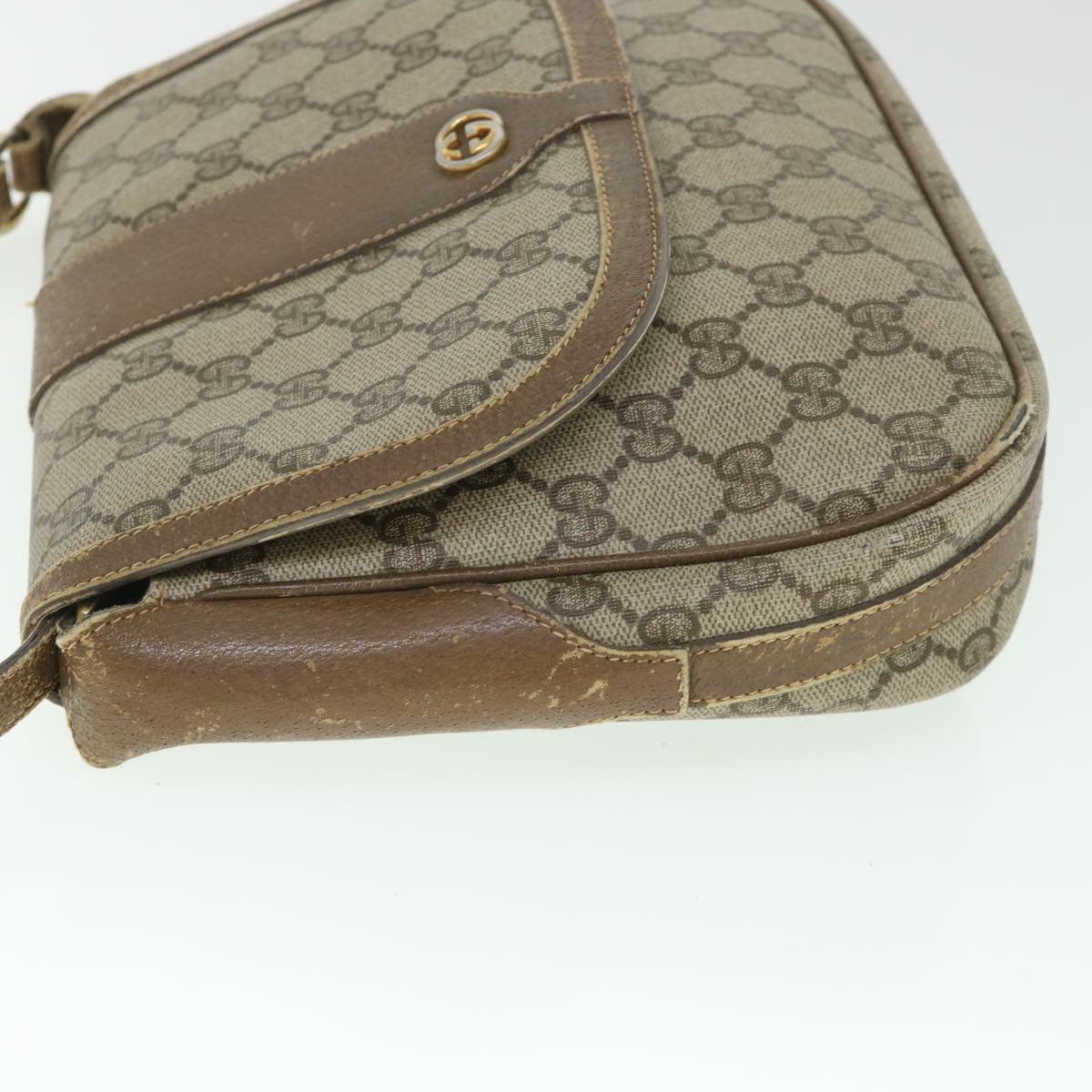 Luxury Gucci GG Canvas Shoulder Bag PVC Leather Beige ar10280